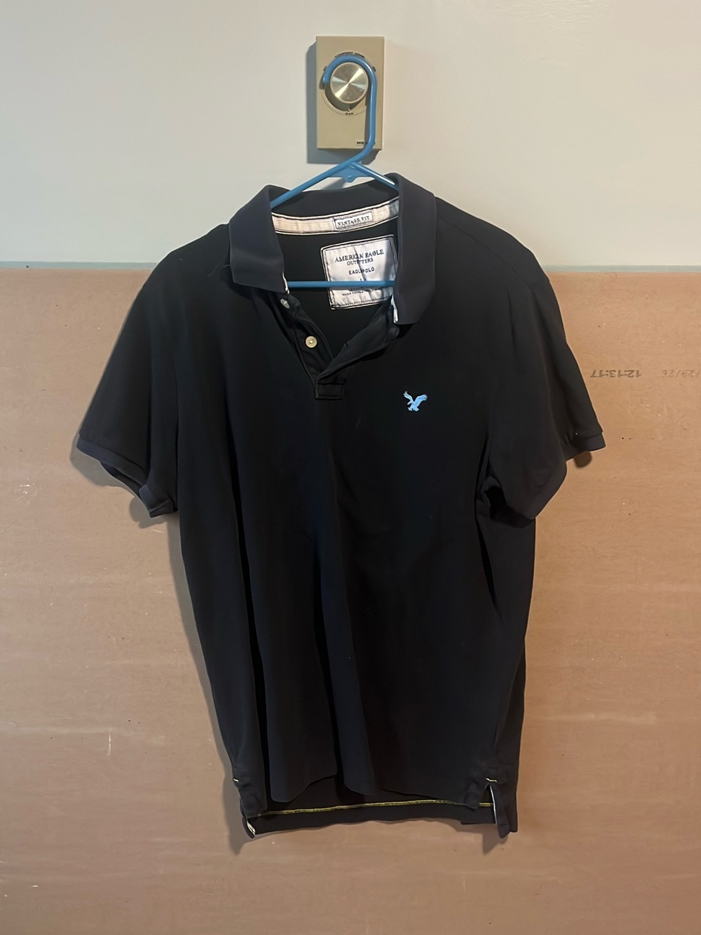 American Eagle Outfitters Black Polo with Light Blue Logo